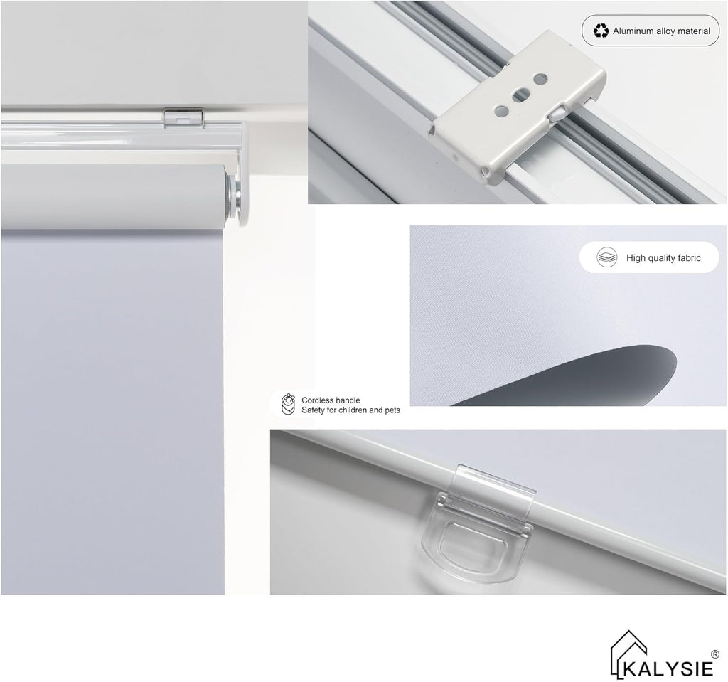 Roller Shades Cordless 100% Blackout Blinds for Windows and Doors, Pull Down Room Darkening Window Shades, Easy to