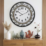 SwallowLiving 24 Inch Vintage Iron Metal Frame Wall Clock Silent, Battery Operated, Elegant Retro Decor