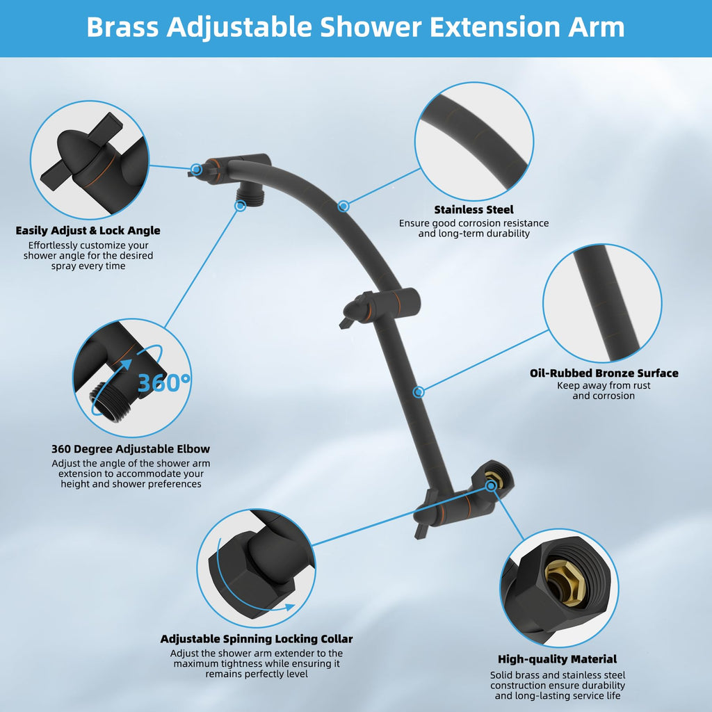 10'' Rain Shower Head with 16'' Extension Arm, Oil Rubbed Bronze