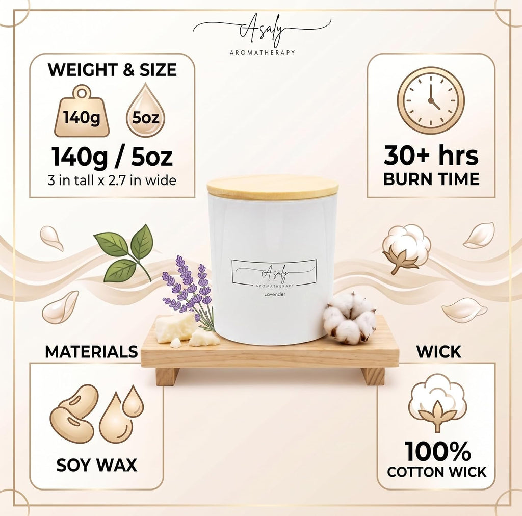 Luxury Lavender Candle & Reed Diffuser Gift Set for Women - Soy Wax Candle (30 Hr Burn) + Rose & Oud Reed Diffuser - Set of 2