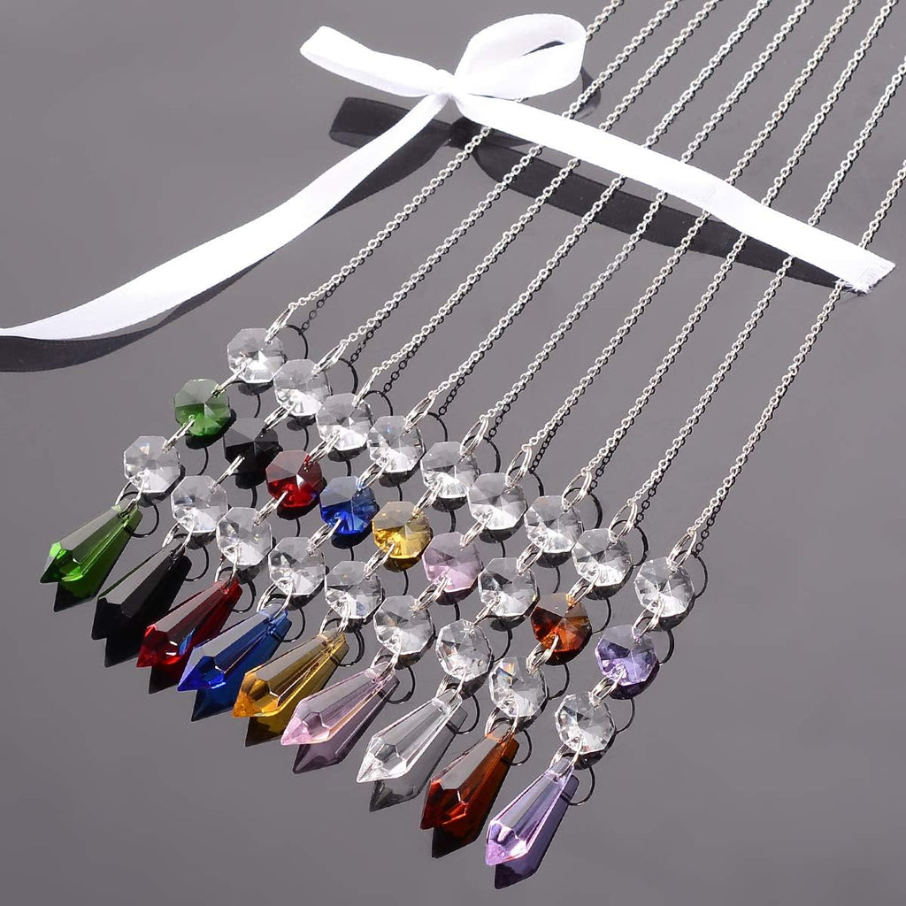 Lot 100pcs Clear Glass Octagon Beads for Crystal Chandelier Parts Replacement DIY Lamp Hanging Pendant Suncatcher
