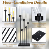 4 Pcs Valentine Floor Black Candelabra Table Centerpieces 42.5'' 5 Arm Wedding Tall Metal Candle Holder Candlestick
