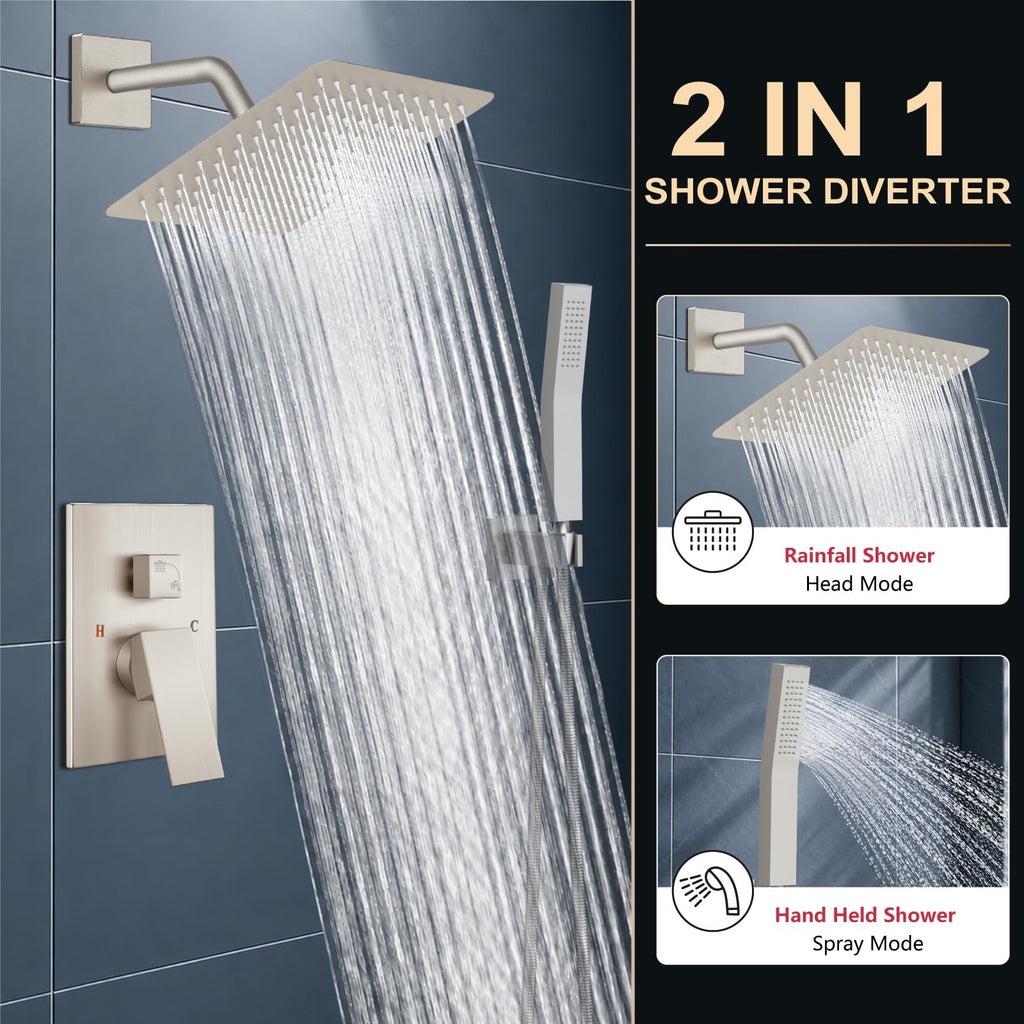 Shower Faucet Set with Handheld Sprayer,8 Inch,Brushed Nickel