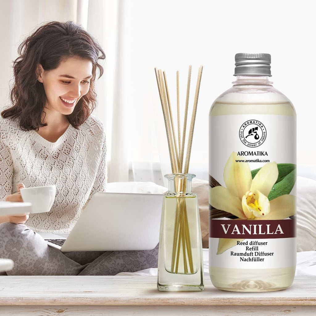 Vanilla Reed Diffuser Refill with Natural Vanilla Essential Oil - 17 Fl Oz - Fresh, Long-Lasting Fragrance - Set of 17