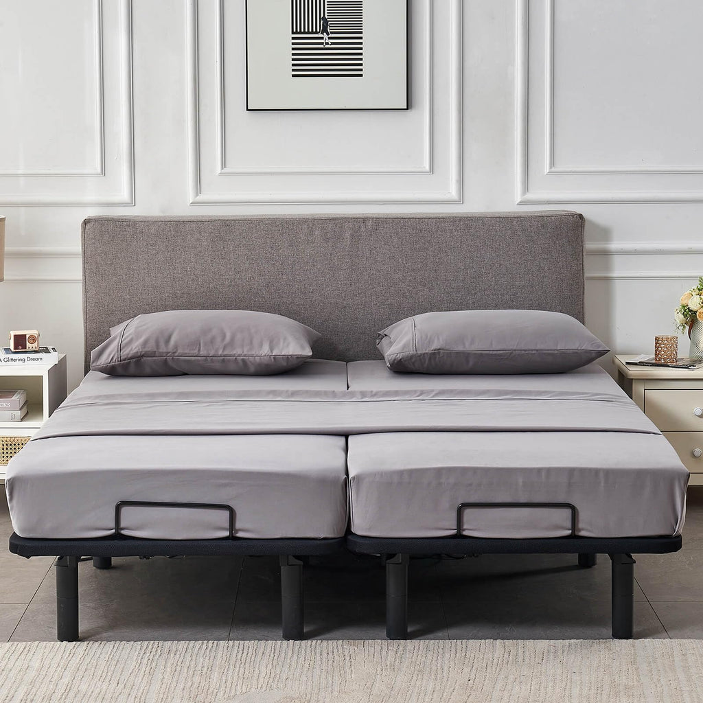 Split Queen Sheets Set for Adjustable Bed Grey