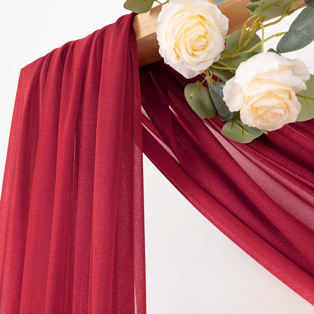 Sheer Gauze Wedding Arch Draping Fabric 29" x 20 FT 4 Panels Red