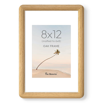 8x12 Picture Frame, USA-Sourced Oak Wood Frame with HD Tempered Glass, Handcrafted Rustic Farmhouse Picture Frame for