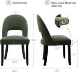 French Farmhouse Dining Chairs Set of 2, Upholstered Rattan Dining Chairs with Curved Backrest and Carved Solid Wood Frame for Dining Room or Living Room