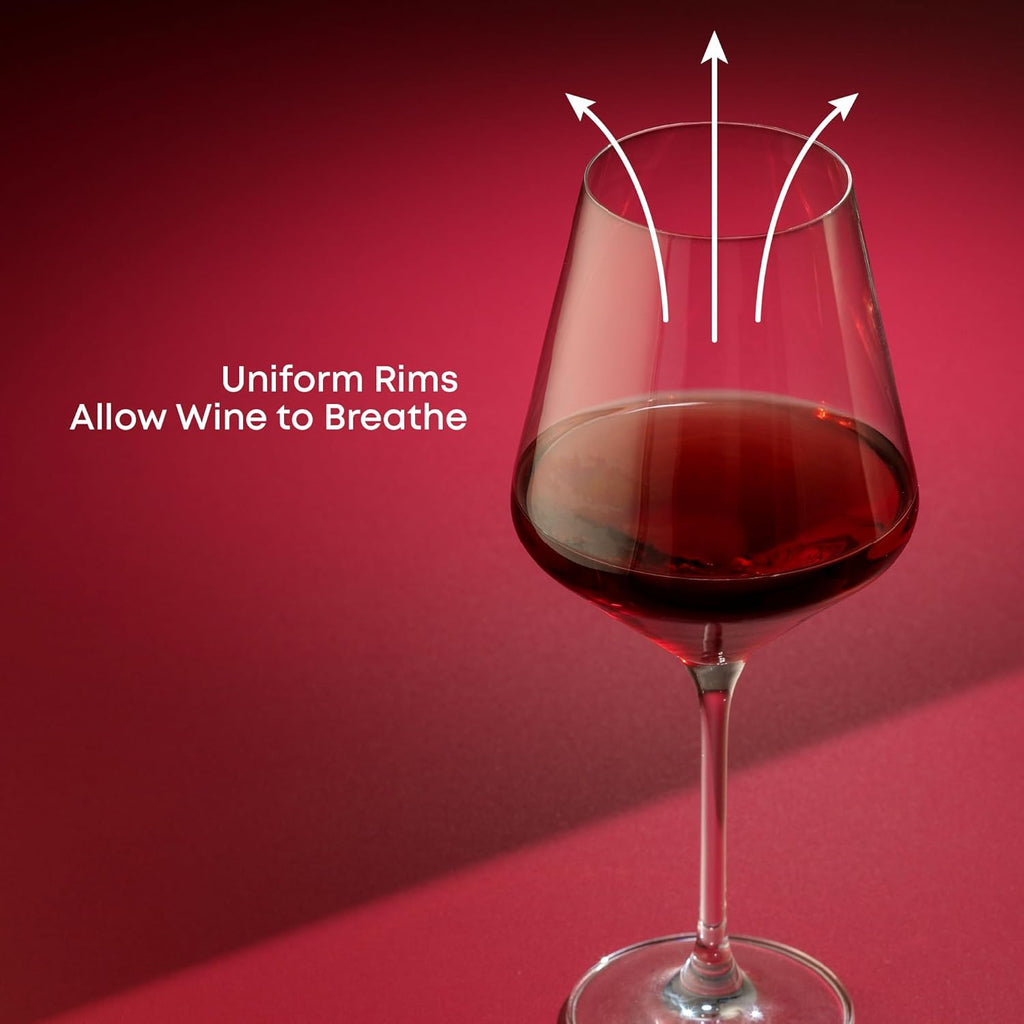Layla Italian Red Wine Glasses, Set of 4, 17 oz Clear - Made in Europe