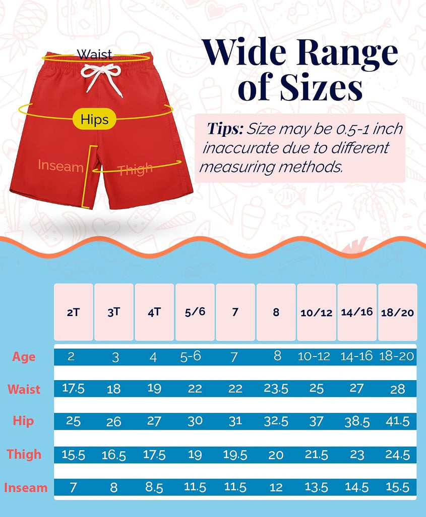 Boys' Swim Trunks Quick Dry Board Shorts with Mesh Liner, /20