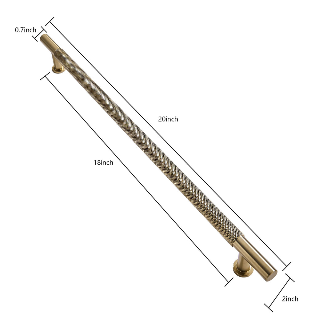 18 Inch(457mm) Soild Knurled Gold Appliance Pulls Brushed Brass Cabinet Pulls Drawer Pulls Kitchen Hardware