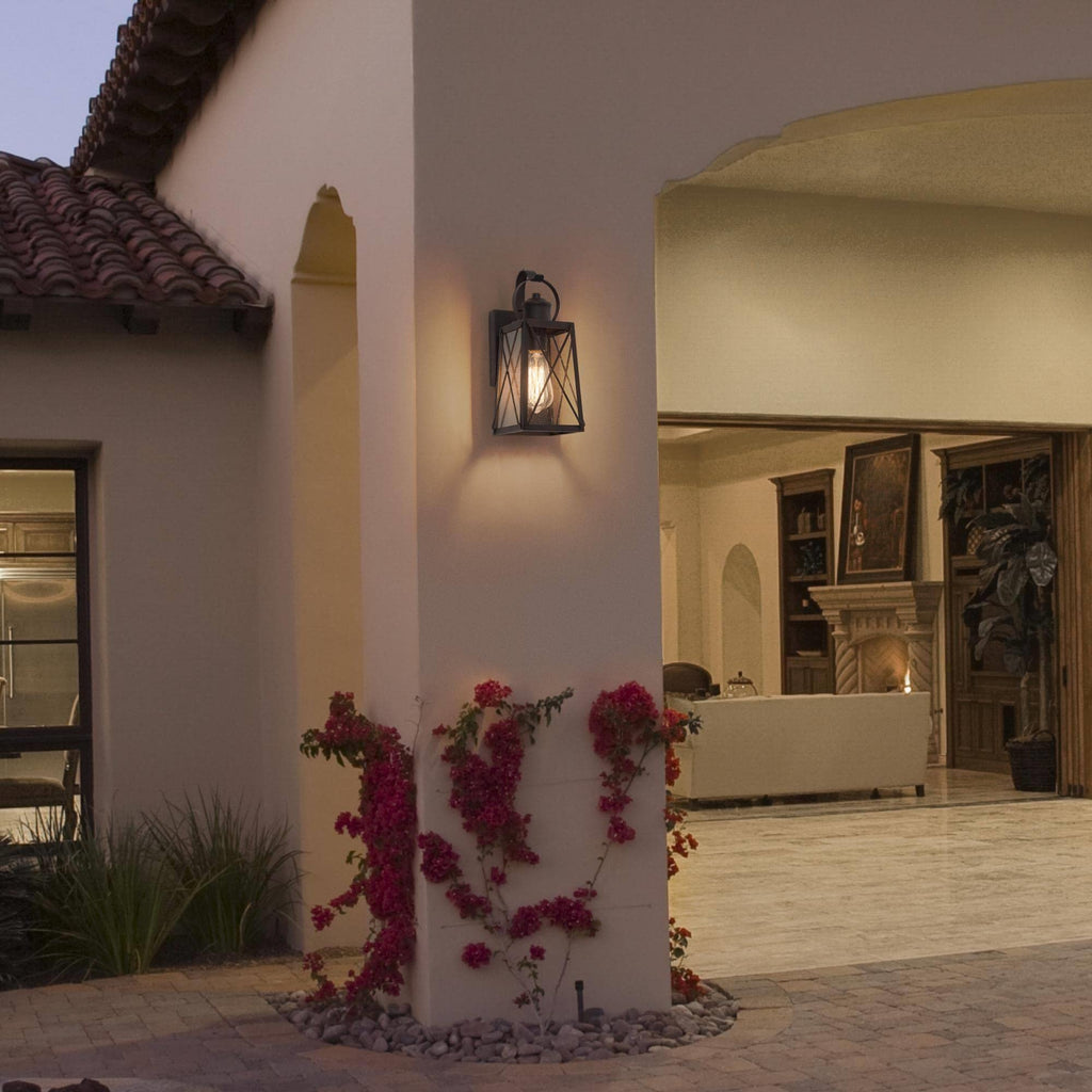 Porch Light Outdoor 1-Light Wall Lantern, Max 60W, Farmhouse Wall Sconce Exterior Wall Mount Light in Rustic Bronze