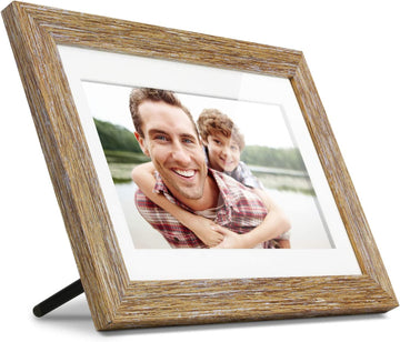 10" Distressed Wood Digital Photo Frame with Auto Slideshow, 1024 x 600 (ADPFD10F), 10" Wood Border, 10 Inch, Non-WiFi