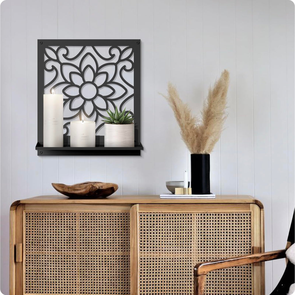 Metal Wall Candle Sconce Holder, Rustic Bathroom Wall Decor Bedroom Bathroom (2 Pack, 11.8 x 13 in)
