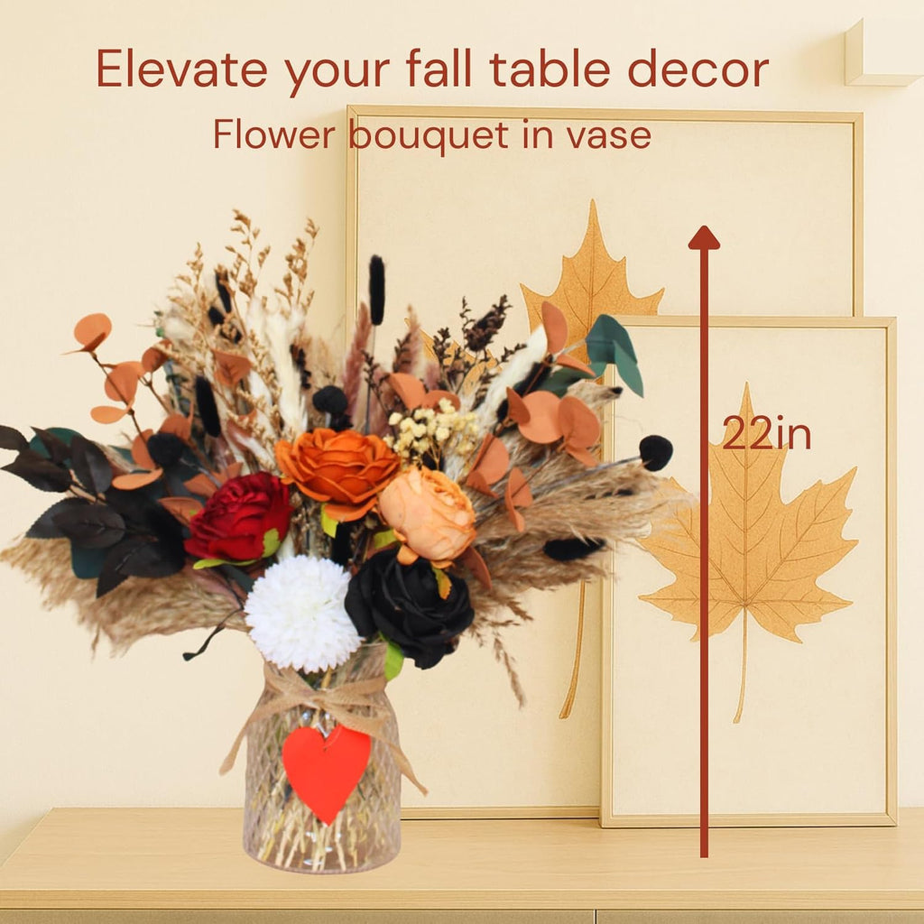Fall Dried & Artificial Floral Centerpieces For Tables, Thanksgiving Decor - Set of 100
