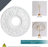 Medallion for Ceiling Light, 15-1/2-Inch Victorian Molded Plastic Ceiling Medallion in Traditional White Finish for