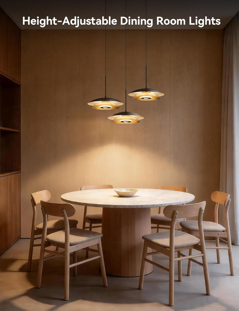 Pendant Lights Kitchen Island 11in Dual-Layer Metal Hanging Light | 12W LED Dimmable Mid Century Modern Pendant Light
