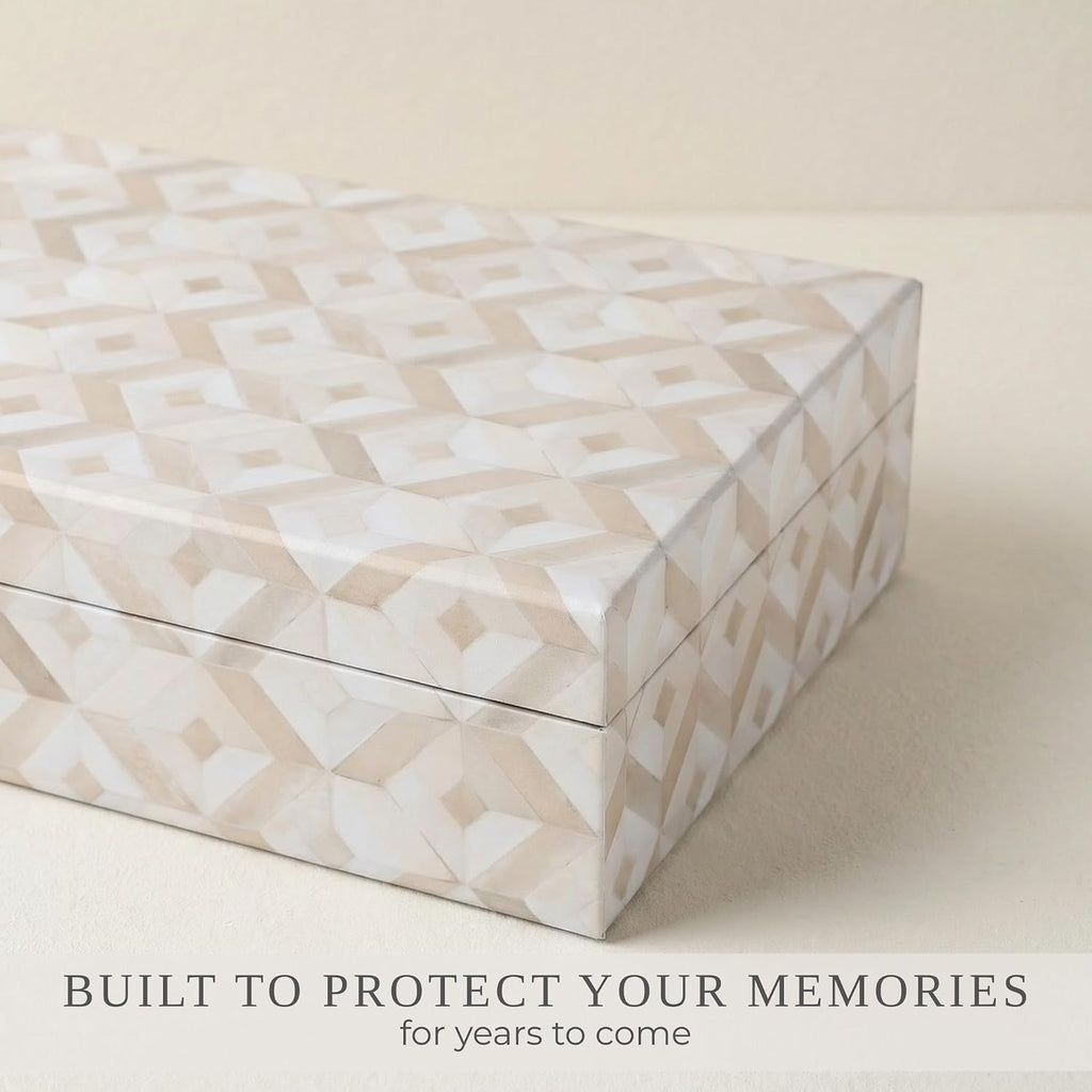 Decorative Storage Boxes with Lids Organizer Bins for Bookshelf - Set of 2