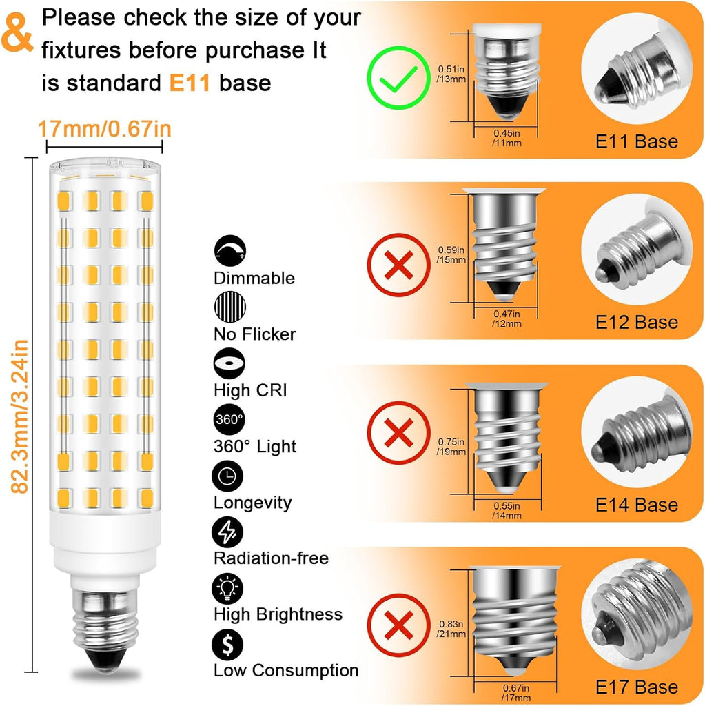 E11 Led Bulb Dimmable 120V Mini Candelabra Bulbs 100 Watt Equivalent