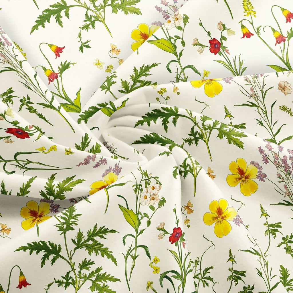 Floral Fabric Soft Brushed 1 Yard Boho Plant Floral Fabric by The Yard for Upholstery Sofa Chair Cushion Vintage