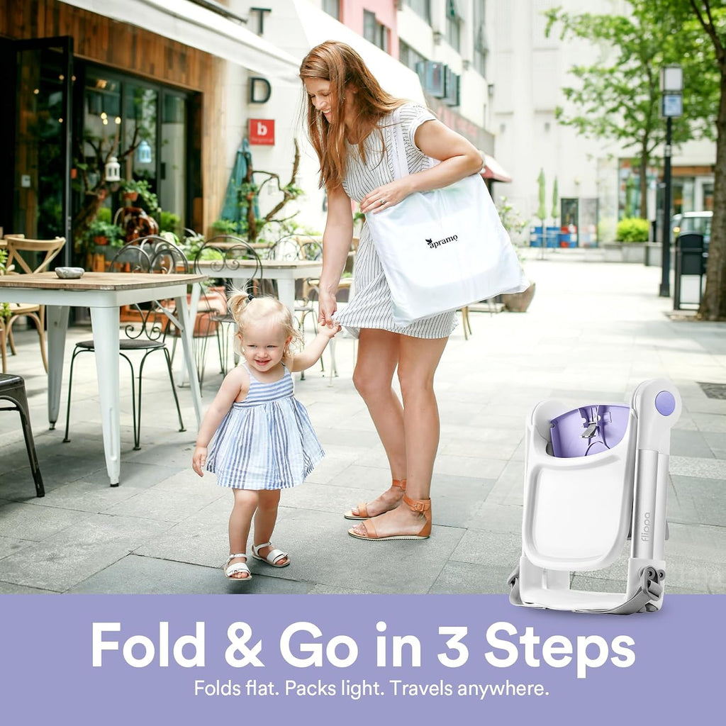 3-in-1 Toddler Booster Seat Chair & Dining Table with Removable Tray and Safety Straps, Portable& Foldable Babies