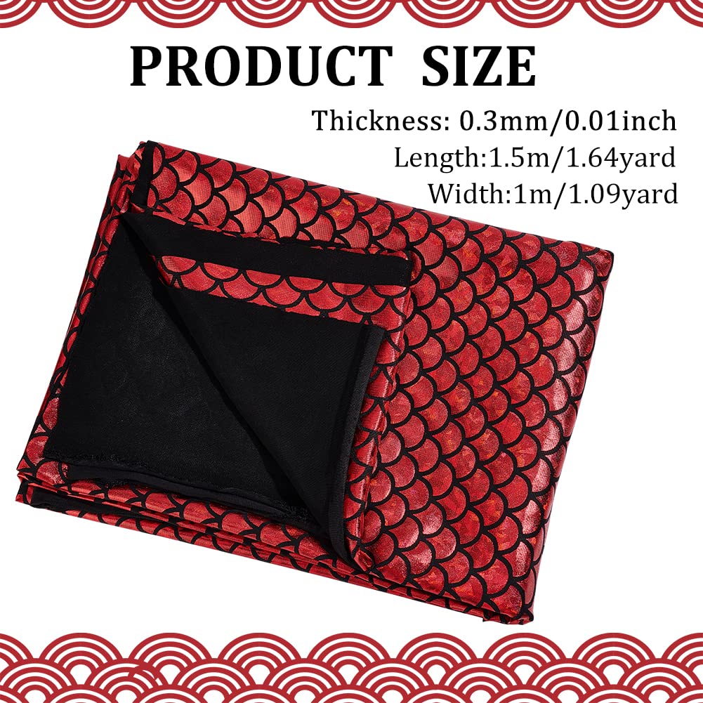Mermaid Scales Fabric 39.4x59inch Iridescence Red Color Sparkly Hologram Spandex Material 2 Way Stretch Material