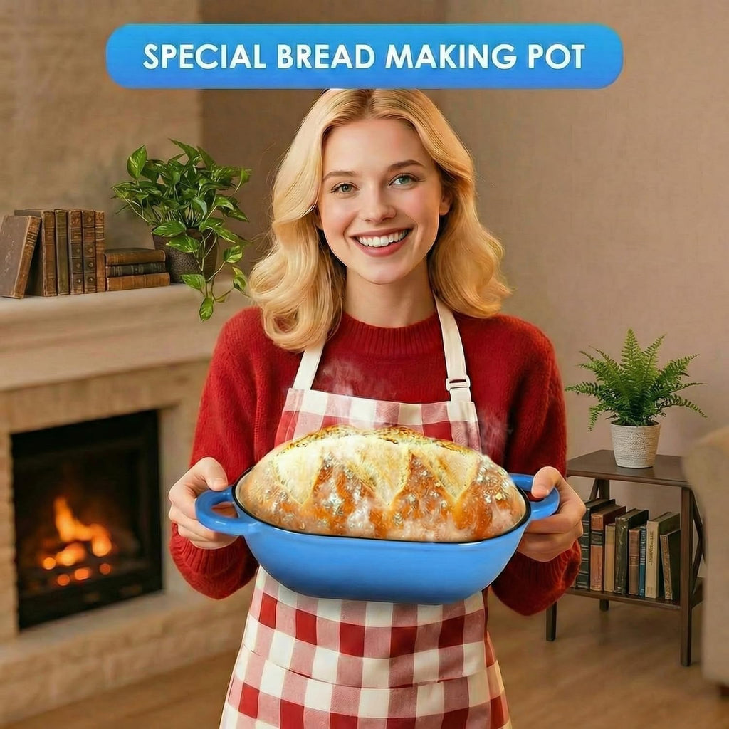 2.5qt Enameled Cast Iron Dutch Oven for Sourdough Bread Baking, Oven Safe Dutch Oven Pot with Lid, Non-Stick Bread