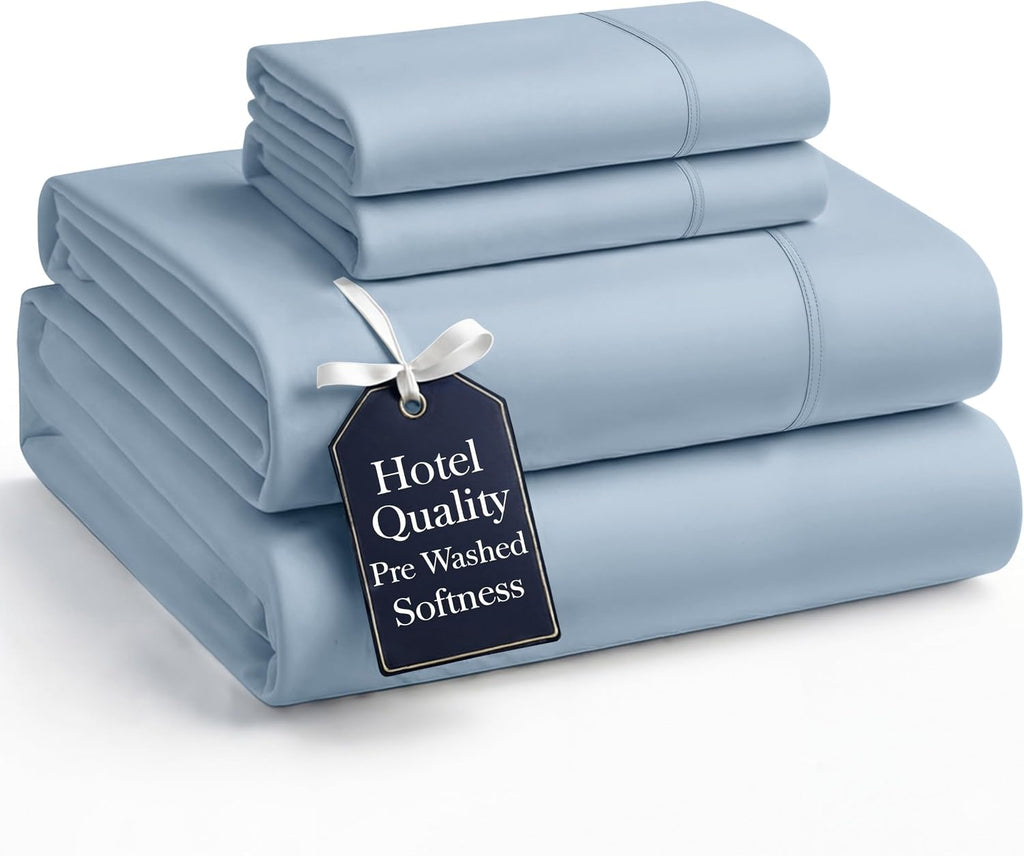 Queen Bed Sheets Set, Soft & Breathable Bedding for Queen Mattress, 4 Piece Set with Deep Pockets, Lightweight