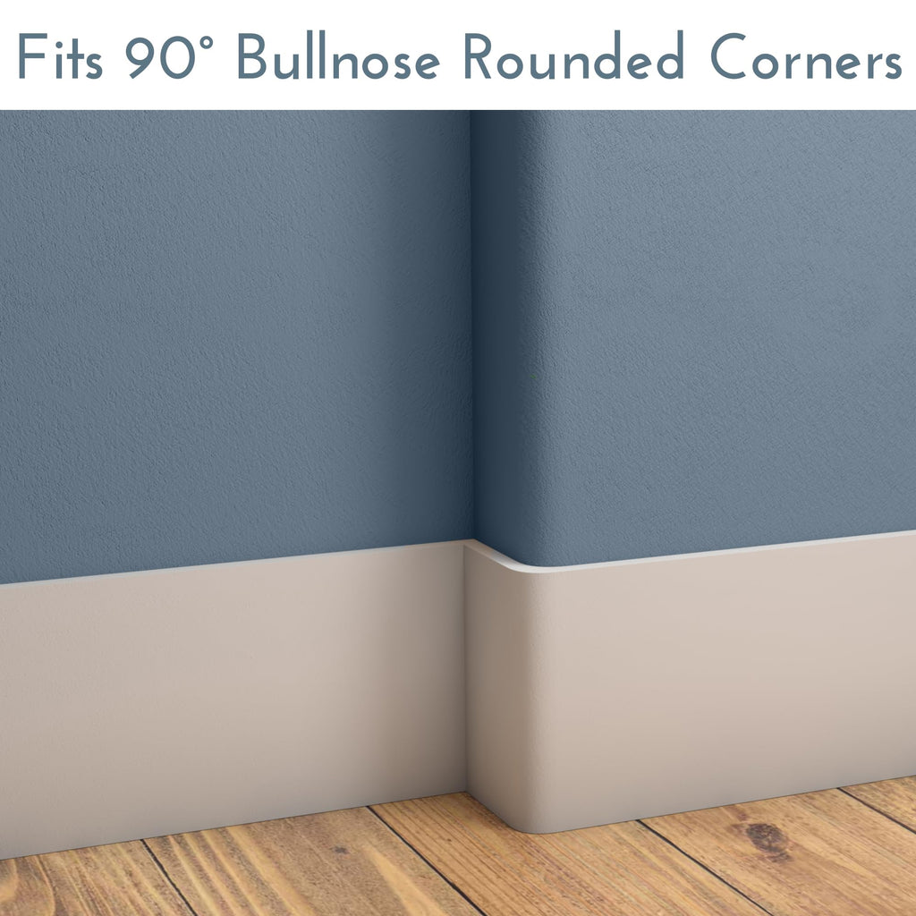 5.5" x 3/4" Rounded Outside Bullnose Corner Baseboard Molding and Trim Block. Pine. Fits Standard 3/4" Rounded