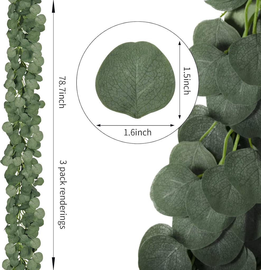 84Ft Eucalyptus Garland,Artificial Eucalyptus Leaves Table Greenery Garland Wreath Vines for Wedding Party - Set of 12