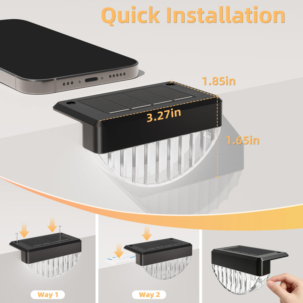 24 Pack Solar Deck Lights Outdoor, Warm White LED Solar Step Lights for Outside, Waterproof Fence Light, Deck