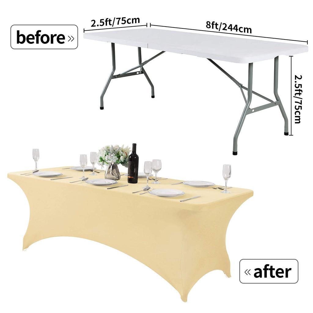 2Pack Spandex Table Cover for 8FT or 4ft or 6ft Table Universal Fitted Stretch Tablecloth for Party, Banquet, Wedding