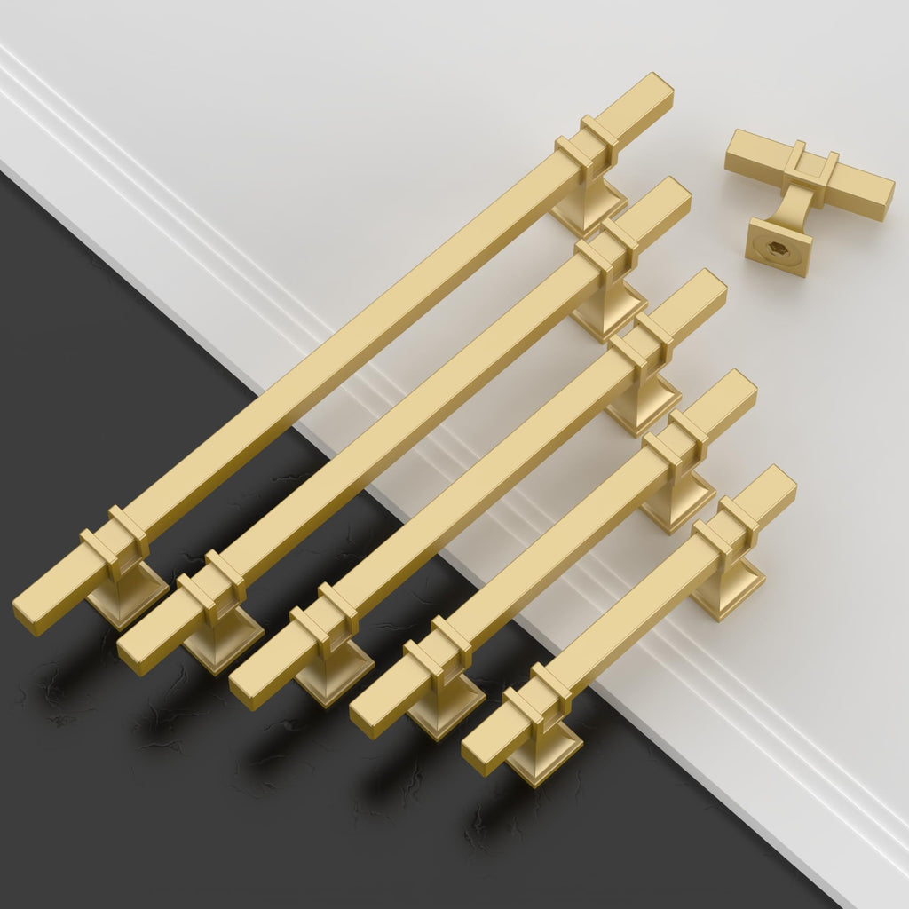 10 Pack Brushed Gold Cabinet Pulls 10 Inch(254mm) Hole Center Drawer Pulls Cabinet Hardware Kitchen Cabinet Handles