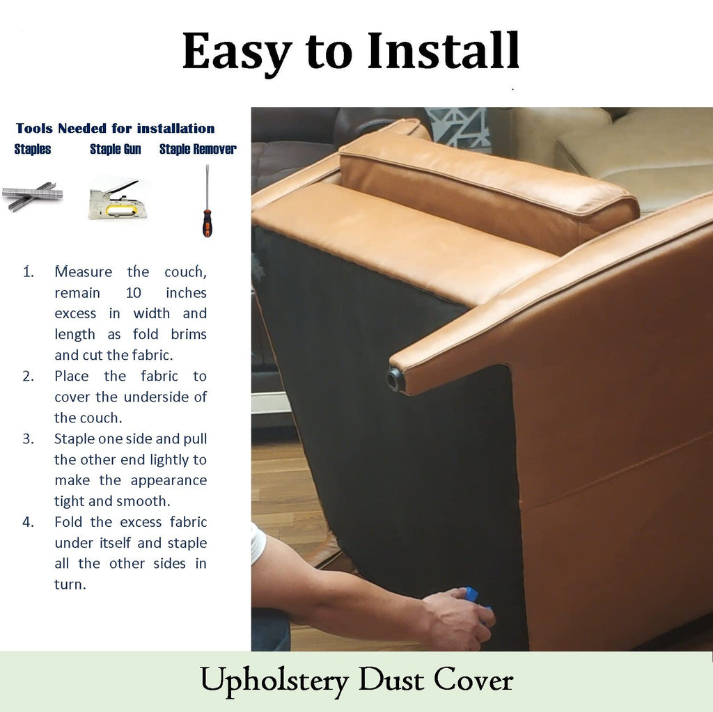 3 yds. X 63 ins. Upholstery Dust Cover Fabric Replacement, Non-Woven Black Cambric Fabric for Under Cloth of Couches
