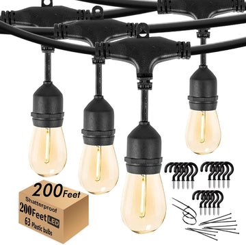200FT String Lights for Outside LED Patio Lights Outdoor Waterproof