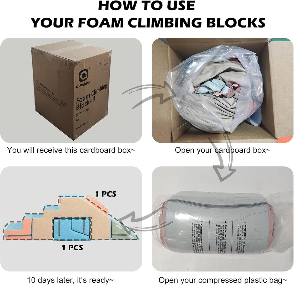 4 in 1 Foam Climbing Blocks for Toddlers (Faux-Linen Blue-Khaki)