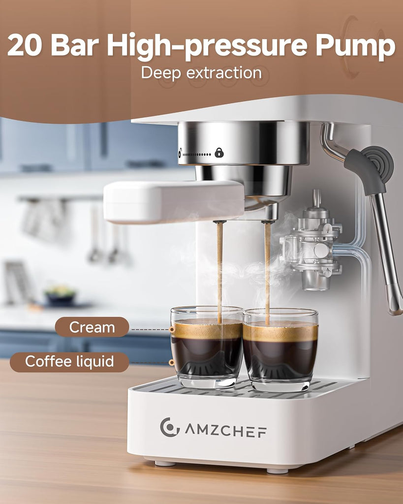 Compact Espresso Machine 20 Bar, Americano, Latte & Cappuccino | Easy One-Touch Brewing, 30s Heat-Up, Stable PID
