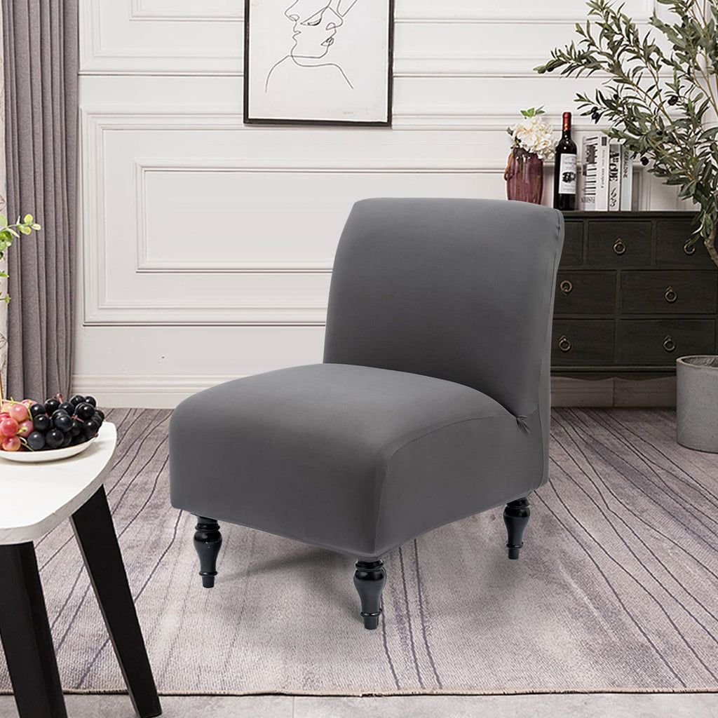 Armless Accent Slipper Chair Cover Slipcover, Stretch Spandex Removable Non-Slip Silp Cover for Accent Chair Without