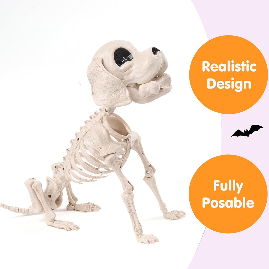 Posable Halloween Dog Skeleton Full Body Posable Joints Realistic Skeleton Puppy with Movable Joints for Halloween