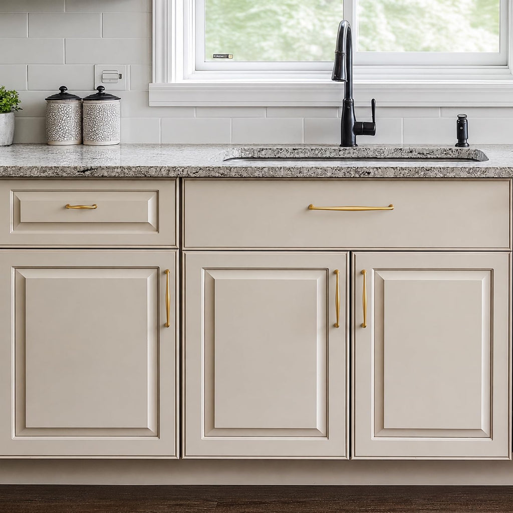 Brushed Brass Cabinet Handles Solid Handles,10 Inch,10 Pack