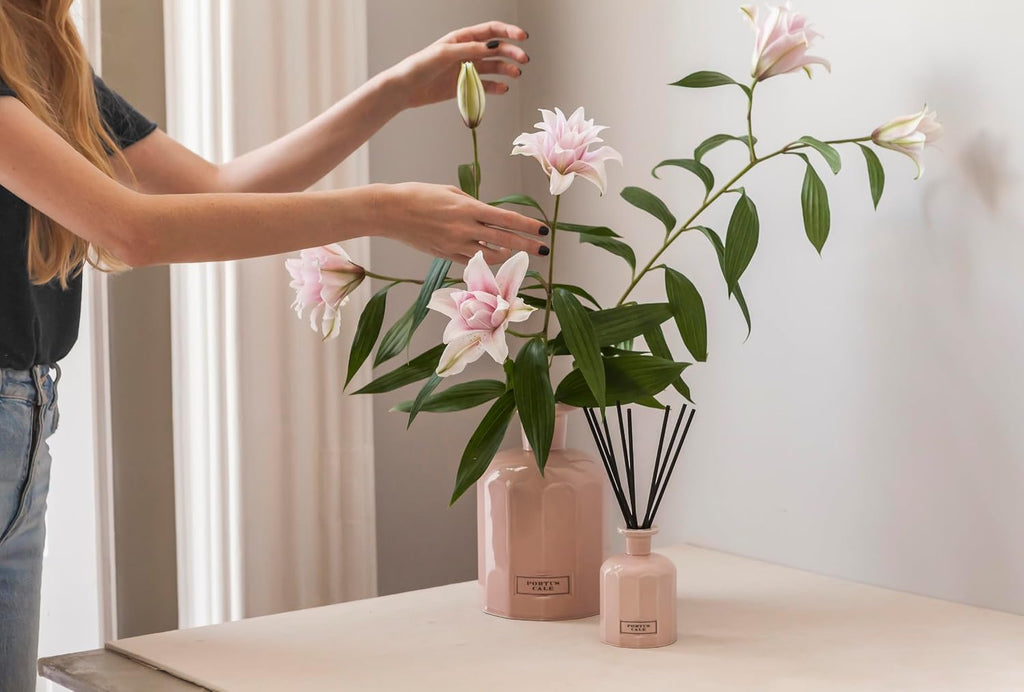 Rose Blush Reed Diffuser Set Scented of Lotus Flower & Red Fruits Luxury Fragrance (250ML)