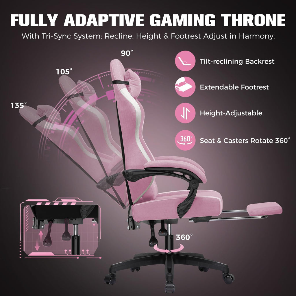 Big and Tall Gaming Chair 350lbs Heavy Duty Office Chair with Foot Rest, High Back Pocket Spring Ergonomic Computer