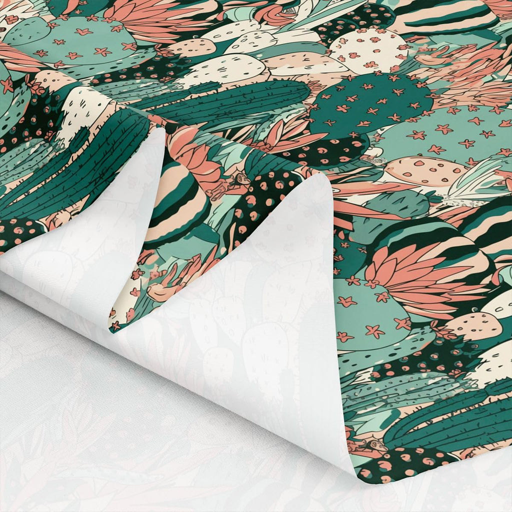 Cactus Fabric By The Yard, Flower Upholstery Fabric, Desert Cacti Plant Flower Decorative Fabric, Japanese Abstract