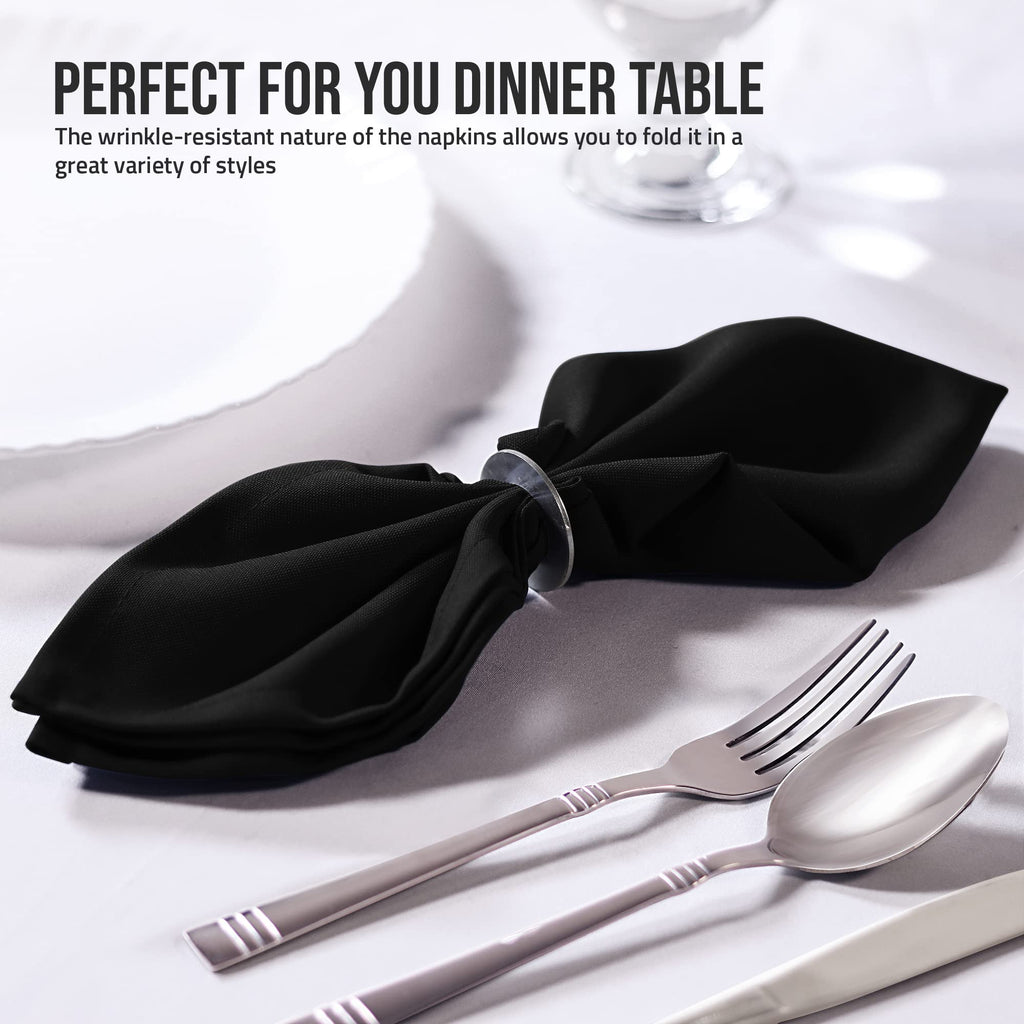 Bulk 144-Pack Cloth Napkins, 20"x20", Wrinkle Resistant, Sturdy, Black