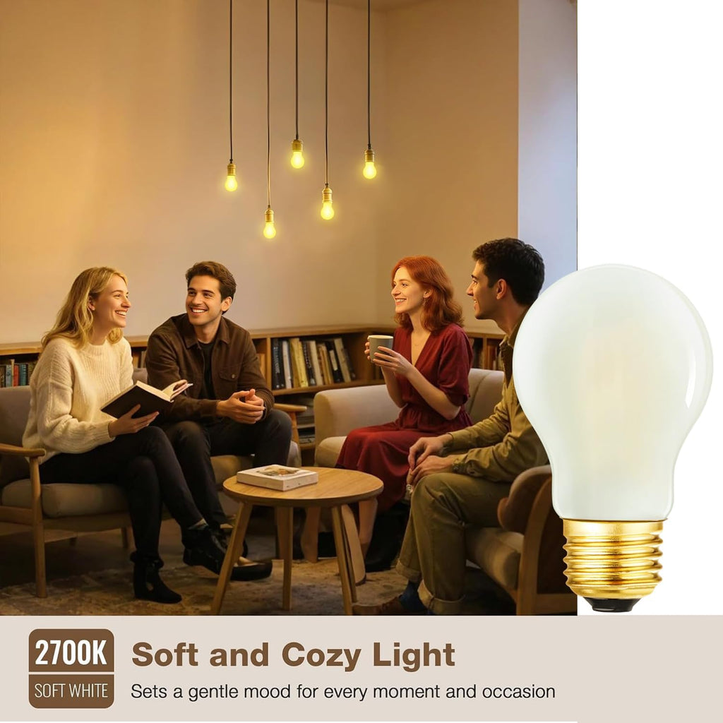 E26 Edison Bulb 6W=60 watt Light Bulb Frosted Dimmable Warm White 2700K Edison Light Bulb 60 Watt AC120V A15 led Bulb