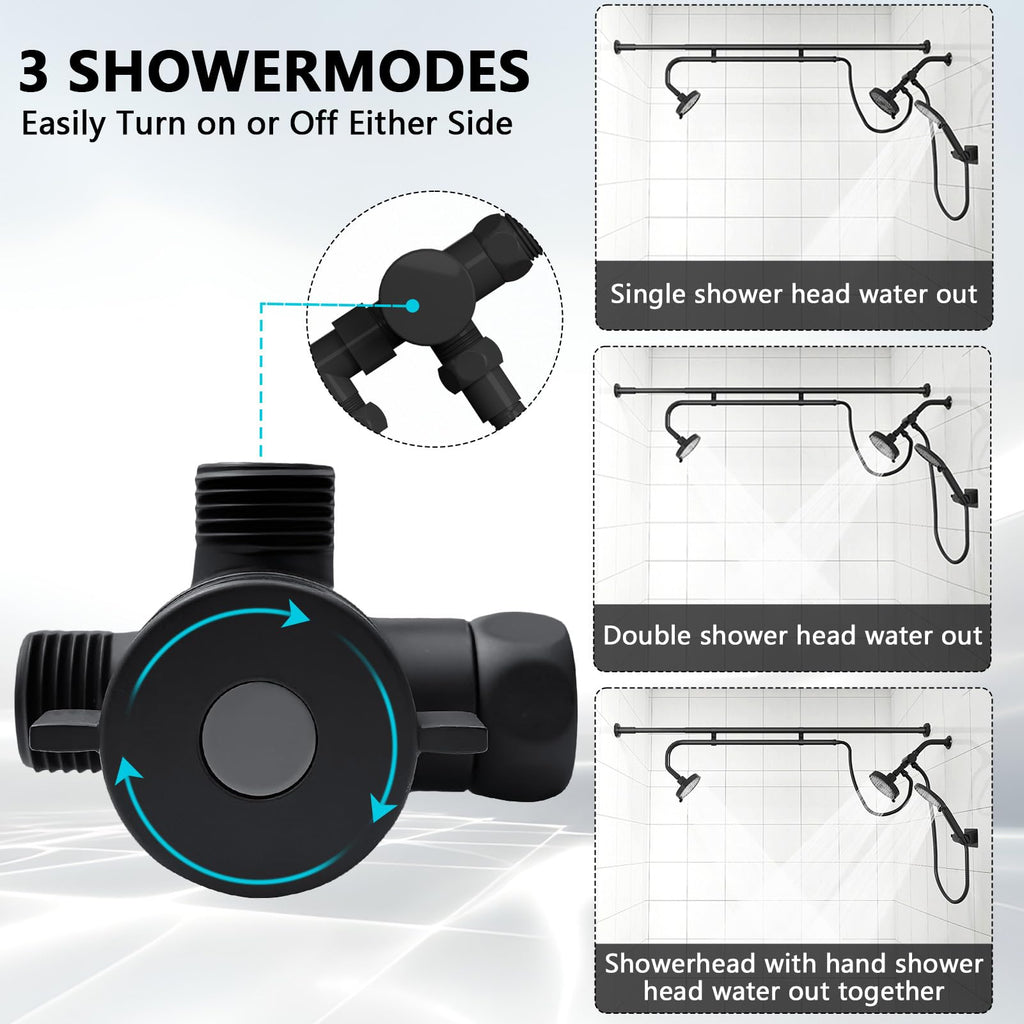 Tandem Shower Head, Dual Shower Heads for Two People & Handheld Head, Triple Shower Head High Pressure
