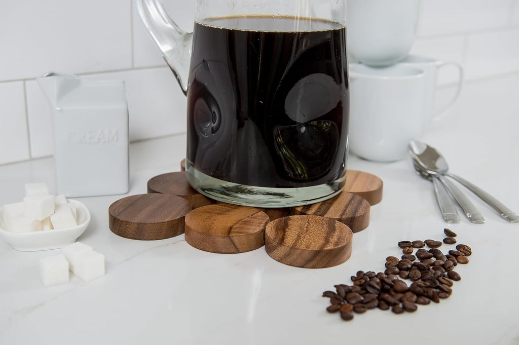 Acacia Wood Dotted Trivet for Pots, Pans, and Hot Dishes, 8" x 8" x 1/2"