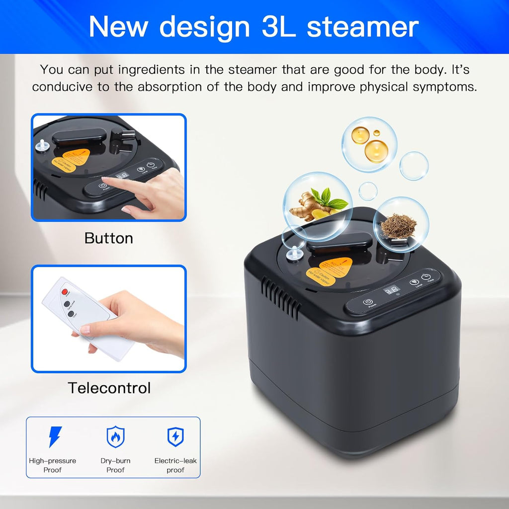 Portable Steam Sauna for Home, Full Body Sauna Box, Personal Sauna Steam Sauna Tent at Home Spa with 3L 1200W Steamer