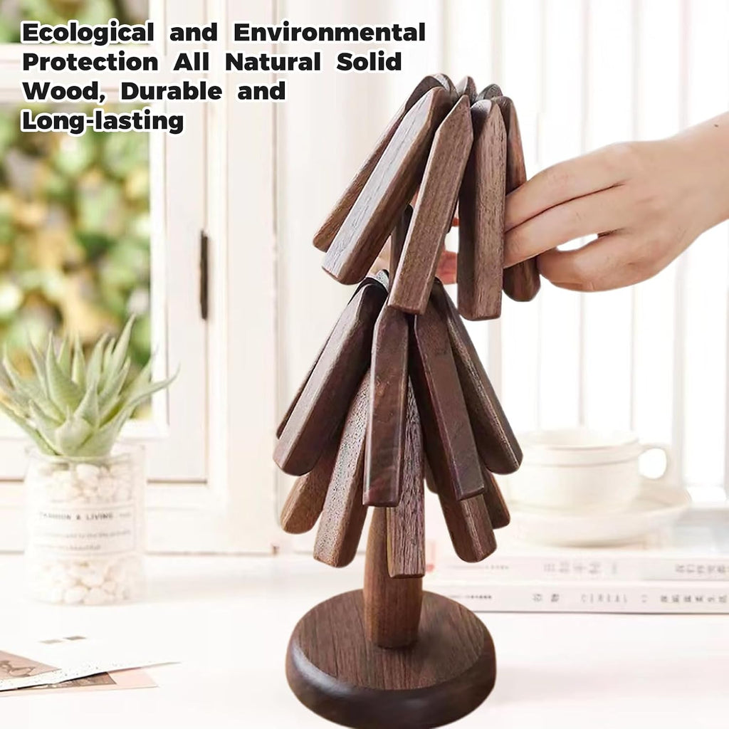 Wooden Tree Coasters, Trivets for Hot Dishes, Wooden Tree Trivet Set - Set of 3