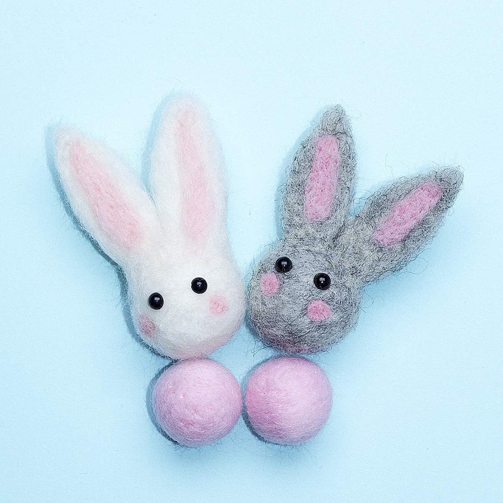 Pinkblume Easter Felt Garland Wool Rabbit Pom Pom Banner,Handmade Bunny Ball Garland for Easter Holiday Baby - Set of 16